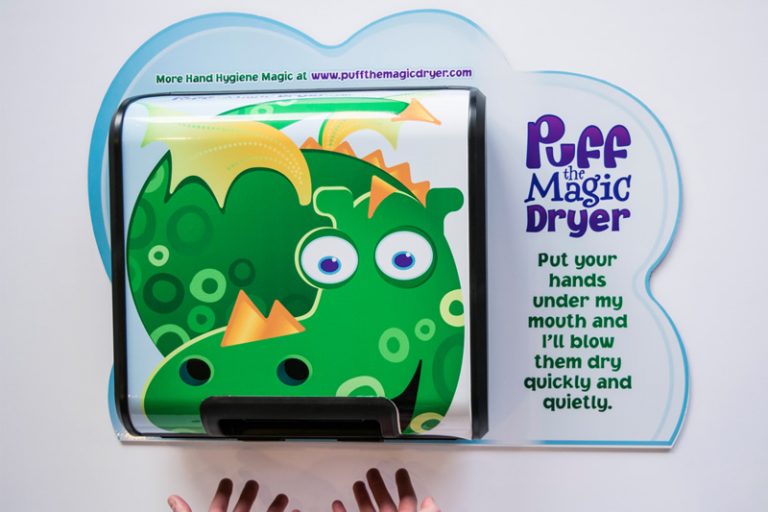 A child friendly hand dryer for primary school children